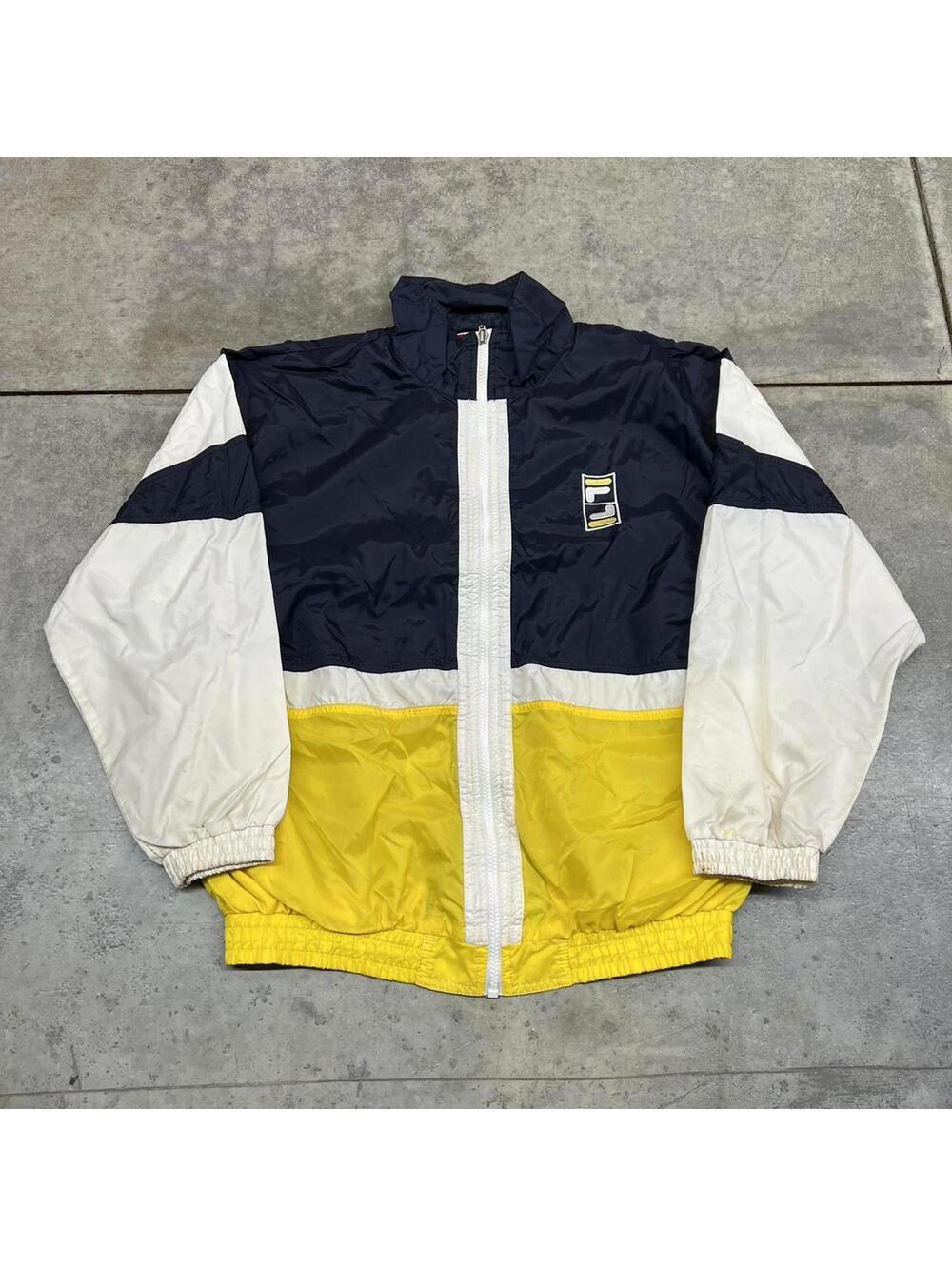 vintage fila white and navy full zip windbreaker jacket size medium